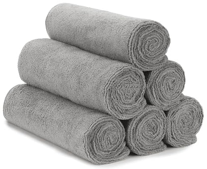 S&T INC. Microfiber Gym Towels, Yoga Towel for Home and Gym Bag, 16 Inch x 27 Inch, 6 Pack - color: Grey