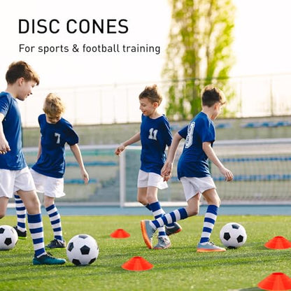 CasaCulina 25 Pack Soccer Training Cones, Agility Disc Sports Cones with Carry Bag and Holder, Plastic Football Cones for Drills, Sports Training, Basketball, Coaching, Practice Equipment, 5 Color