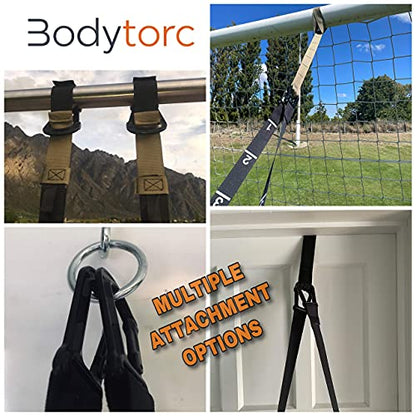 Suspension Trainer, Bodyweight Training Straps for Full Body Workouts at Home, Includes Door Anchor, Extension Arms and Advanced Foot Straps. Green