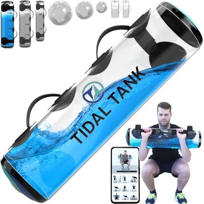 Tidal Tank Tube - The Original Aqua Bag - Water Weight Bag up to 79 lbs - Adjustable Workout Sand Bags Weights Alternative - Portable Sandbag Fitness Equipment Set, Home Exercise Gym - Including App - color: Extra large: max. 70 lb