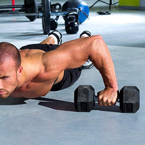 WF Athletic Supply Rubber Coated Hex Dumbbell Set, Multiple Choices Available - Dumbbells with Rack Stand and Mat, or Dumbbells Only (200/550/1200/2100/3000 LB)