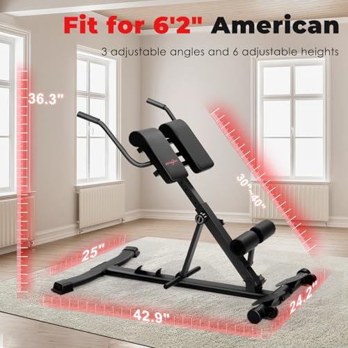 BODY RHYTHM Adjustable & Foldable Roman Chair, Hyperextension Bench, Optional Ab Workout Machine, Back Extension Bench for Glute, Hamstring and Lower Back, Adjustable Exercise Equipment for Home Gym.