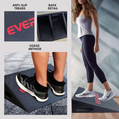 Heavy-Duty Wooden Slant Boards for Exercise & Calf Stretch – 19.7" Wide Incline Board for Squats, Non-Slip Surface, Fixed 25° Angle for Strength & Flexibility Training, 1200 lbs Capacity - color: Slant Board-BLACK