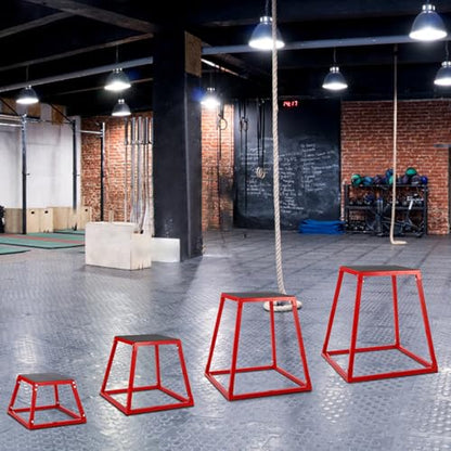 GarveeLife Plyometric Jump Box, Heavy-Duty Steel Plyo Boxes with Rubber Pad for Home Gym, Jump Platforms Step Up Box, Jump Trainers Conditioning Strength Training