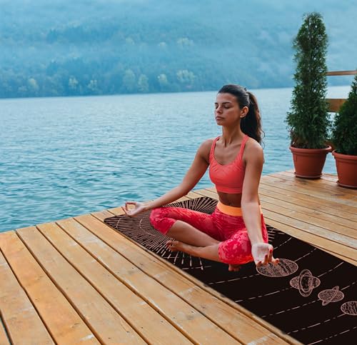 nuveti Printed Travel Yoga Mat-1/16 Inch Thick Non Slip Fitness Workout Mat with Carrying Bag, Foldable Lightweight Suede & Natural Rubber Yoga Mat for Yoga Pilates and Fitness 72" L x 24" W x 1.5mm - color: TaiYangXiXingXing