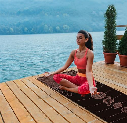 nuveti Printed Travel Yoga Mat-1/16 Inch Thick Non Slip Fitness Workout Mat with Carrying Bag, Foldable Lightweight Suede & Natural Rubber Yoga Mat for Yoga Pilates and Fitness 72" L x 24" W x 1.5mm - color: TaiYangXiXingXing