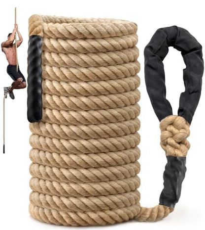 Climbing Rope Gym Workout - 10FT 15FT 20FT 25FT 30FT 35FT Heavy Duty Jute Thick Ropes for Adults Strength Training Outdoor Tree Swing Indoor Home Fitness Exercise - 1.5 Inch - size: 50FT