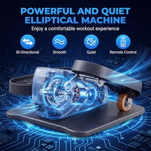 Under Desk Elliptical, Leg Exerciser While Sitting for Seniors with 12-Speeds & Remote Control, Portable Elliptical Machine Trainer Foot Pedal Exerciser for Home
