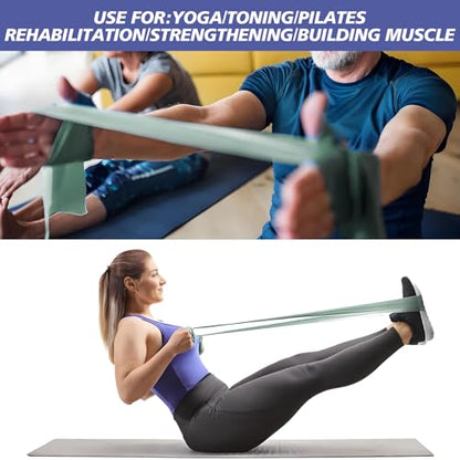 Workout Resistance Bands - Natural Latex Exercise Bands for Physical Therapy, Stretching, Yoga, Pilates, Strength Training & Home/Gym Fitness
