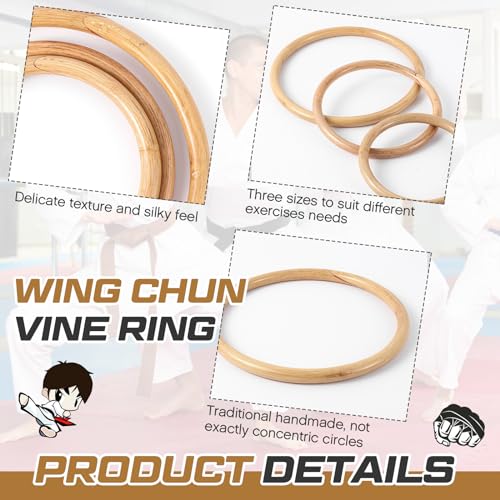 Blueweenly 3 Pcs Kung Fu Ring Wing Chun Wing Chun Training Equipment for Training Kung Fu - color: Rattan, size: 7, 9, 11 Inches