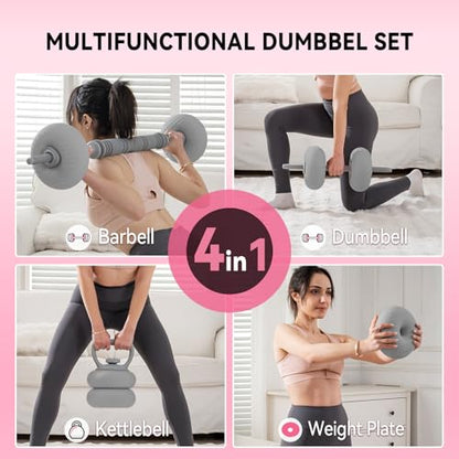 4‑in‑1 Adjustable Weights Set, Dumbbell Barbell & Kettlebell for Home Gym - color: Grey-35 LB