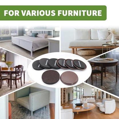 Furniture Sliders for Carpet and Hardwood, 8 PCS 4 3/4", Brown - size: Round 8 PCS 4 3/4'' Brown