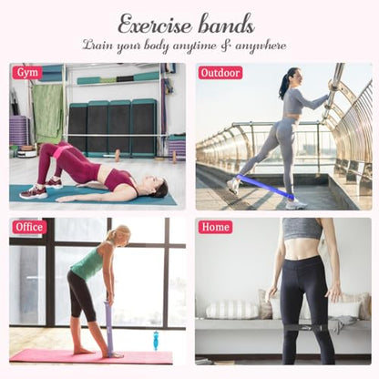 VEICK Resistance Loop Bands Set of 5, Exercise Bands with 5 Resistance Levels, Stackable Workout Bands for Strength Training, Pilates, Fitness Gear for Men Women Home Gym Office Travel - color: Blue