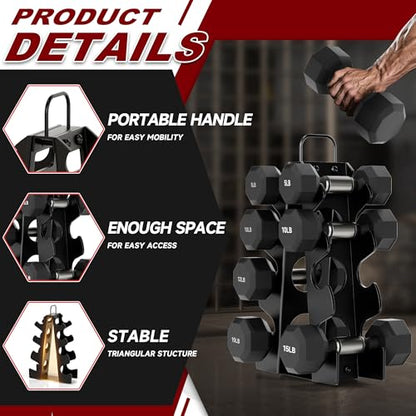Dumbbell Rack Stand Only,Small Weight Rack,4Tier Compact A-Frame Dumbbell Rack With Handle,Weight Holders For Free Weights,Weight Tree Rack For Women Home Gym(Dumbbells not included)