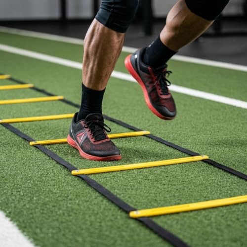 SOFTSOUL Tangle Free Agility Ladder, 12 Fixed Rungs, Heavy Duty Speed & Footwork Training Ladder for Football Soccer Basketball Drills, Portable Exercise Ladder for Kids, Youth & Adults - style: 12 Rungs