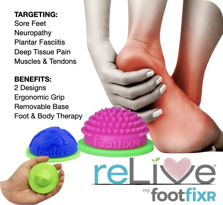 Massaging Ball for Foot and Arch Relief, Deep Tissue Pain, Plantar Fasciitis and Neuropathy, FootFIXR Dome (Dimple) - style: Dimple