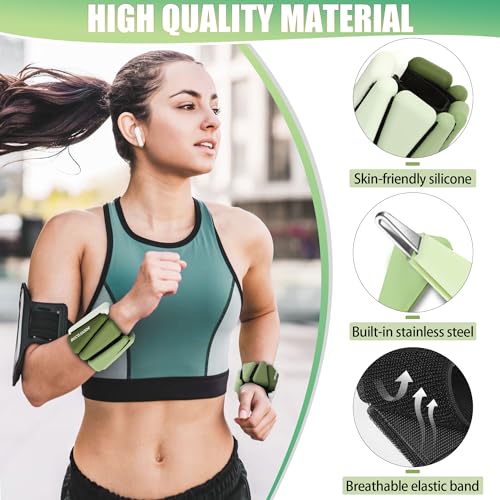 Ankle Weights for Women Wrist Weights Set of 2 (1 lb/2 lb Each) Adjustable Arm Leg Weight for Womens Men Suitable for Walking Swimming Running Pilates Yoga Gym