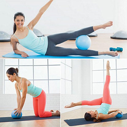 MoldFun Mini Yoga Pilates Ball 10 Inch for Stability Exercise Training Gym Anti Burst and Slip Resistant Balls with Inflatable Straw - color: Blue