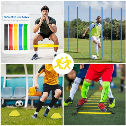 Soccer Agility Training Poles Equipment |Adjustable Soccer Equipment for Training Includes 6 Flexible Agility Poles - color: Multicolour