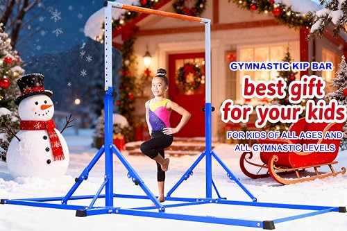 MARFULA Gymnastic Kip Bar for Kids Teens Ages 3-25 of All Gymnastic Levels - color: Blue(New Style - 8 Ft Base)