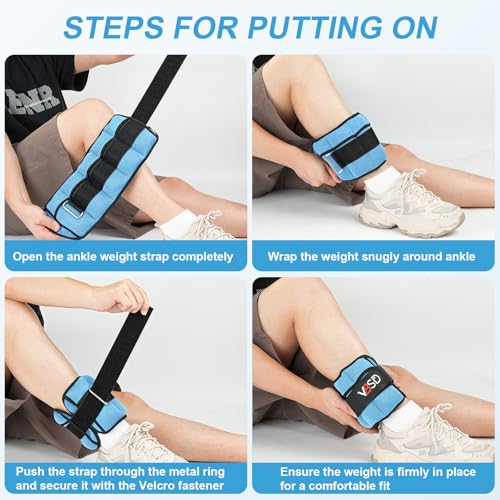 Adjustable Ankle Weights for Men Women, 2 4 6 8 10 lbs 1 Pair Leg Weight Straps, Weighted Ankle Weight Set with Removable Sandbags for Walking Running Yoga Physical Therapy Gym Home Workout