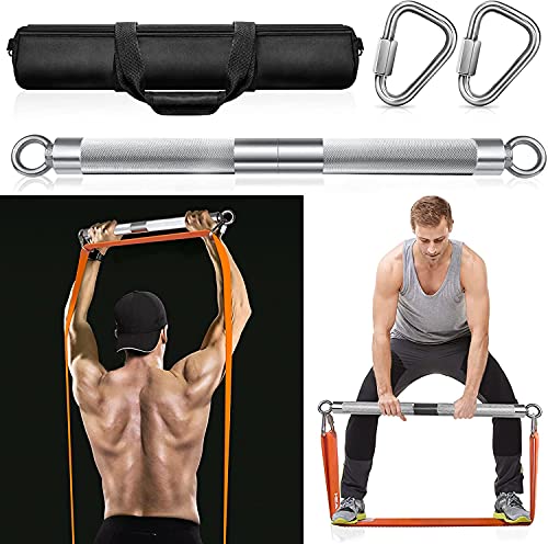 Detachable Resistance Bands Bar 30"/35.4"/38.5" Length Max Load 500LBS for Home Gym Full Body Workout Fitness Bar - style: Total Length:90cm/35.4"
