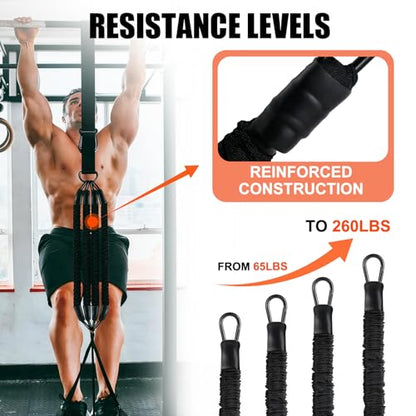 Pull Up Assistance Bands for Home Gym, 4 Adjustable Resistance Bands for Pull Ups and Strength Training, with Foot Rests, Extension Strap, Suitable for Beginners, Full-Body Workouts
