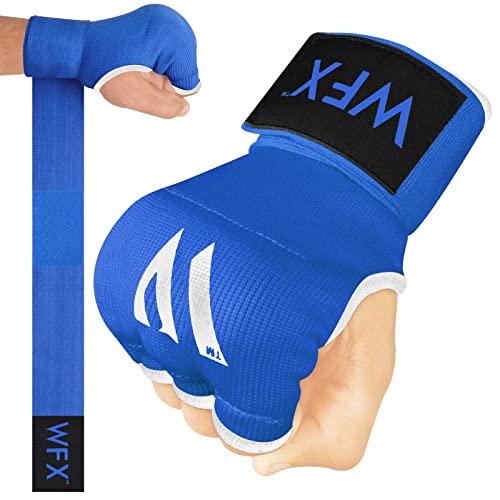 WFX Kids Junior Boxing Hand Wraps Inner Gloves Gel Padded Elasticated Padded Fist Under Gloves Pair Combat Sports for Young Fighters Gel Boxing Hand Wraps - color: Blue