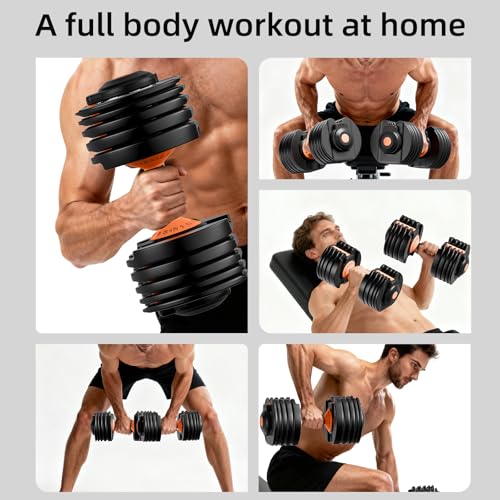 Adjustable Dumbbells Set of 2，Free Weights Dumbbells Set