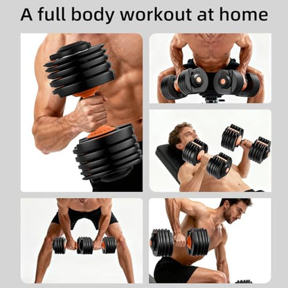 Adjustable Dumbbells Set of 2，Free Weights Dumbbells Set