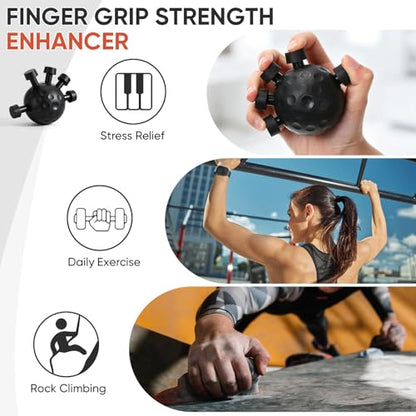 Outus 2 Pack Finger Grip Strengthener Hand Gripper Strengthener Adjustable Finger Strength Trainer Strength Trainer Ball for Gym, Piano and Guitar Training