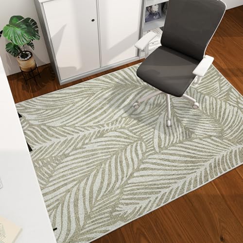 Office Chair Mat for Hardwood Floor, 60"x45" Easy Glide Computer Desk Mat Protector for Rolling Chair Under Desk Rug Nonslip Backing, Machine Wash, (Modern) - color: Beige Leaf, size: 45"x60"