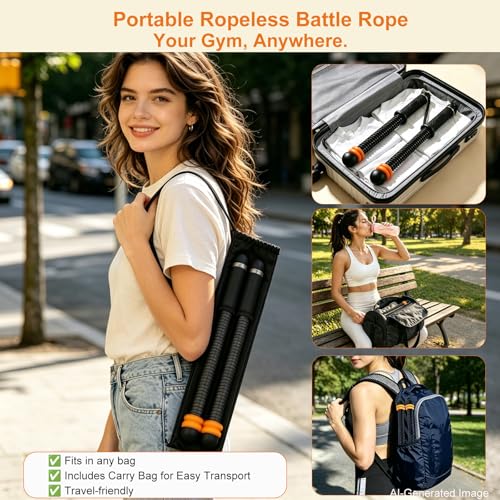Weighted Ropeless Battle Ropes for Home Gym Small Space Workout with Bag