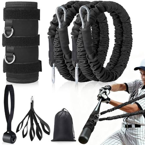 4PCS Baseball Exercise Bands with Interchangeable Grips, Baseball Resistance Trainer for Pitching & Throwing, Training Aid for Baseball Softball Pitchers to Build Arm Strength, Warm-Up