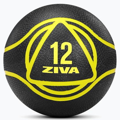 ZIVA Medicine Ball – Durable Rubber Weighted Ball with Easy-Grip Textured Shell for Core, Balance and Strength Training – Commercial Quality (Black, 4–20 lb) - style: 12lb Black