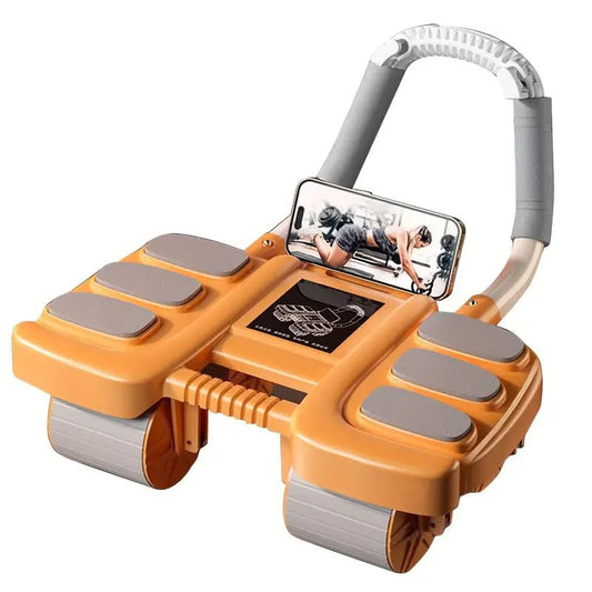 2026 New Automatic Rebound Ab Roller Wheel with Elbow Support & 4-Wheel Design - Core Exercise Equipment for Home Gym, Abdominal Workout Machine for Men/Women, Belly Fat Burner,Portable Fitness Roller Wheel - color: Orange