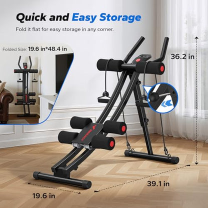 MERACH Ab Machine, Adjustable Dual Track Ab Trainer, Ab Workout Equipment - color: BALCK&RED