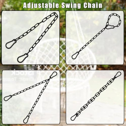 2 Pack Hanging Swing Chain with 4 Carabiners 44in, 660LB Capacity Heavy Duty Hammock Hardware Kit for Punching Bags, Swing Chairs, Indoor & Outdoor Gym (Black, 44in, 2pcs)