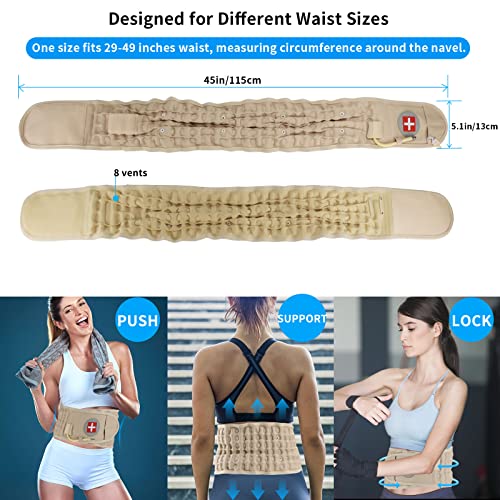 Decompression Back Belt, Inflatable Back Brace for Back Pain,Beige - color: Beige