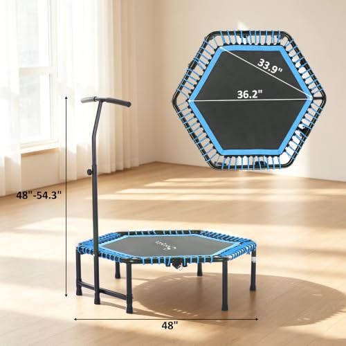 Soozier 48" Adult Hexagon Rebounder Trampoline Fitness Bungee Jumping Cardio Trainer Outdoor Bouncer Jumper Adjustable