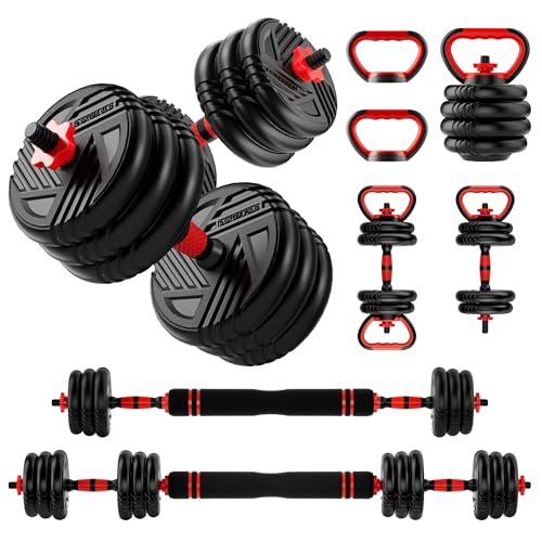 Adjustable Dumbbell Set, 10/20/30/45/70/90lbs, 5 in 1 Multi-Function Dumbbells Set Converts to Barbell & Kettlebell, Weight Set for Home Gym Workout, Suitable for Men/Women Strength Training
