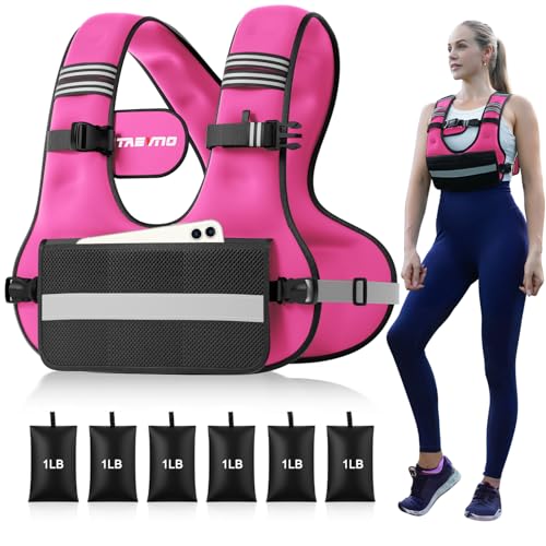 Adjustable Weighted Vest for Women Men, 6-12lb/12-20lb/20-32lb Comfort Fit - U-Shaped Ergonomic Weight Vest with 6 Removable Iron Sandbags, Large Front Mesh Pocket & Reflective Strips, Ideal for Running, Walking, Strength Training, HIIT, Cardio Workouts -