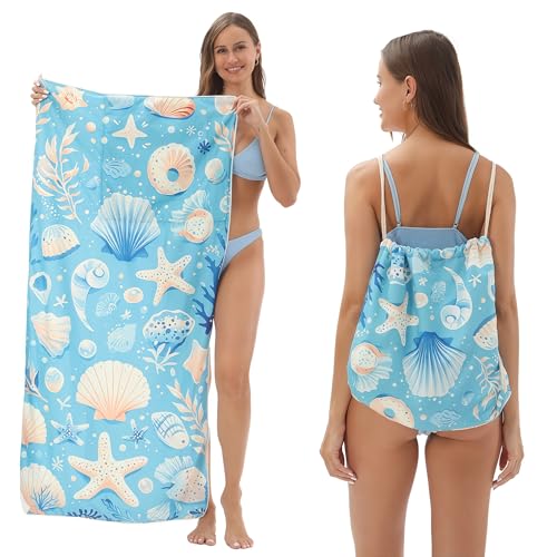 2-in-1 Blue Foldable Beach Towel Backpack – Printed Bath Towel with Built-in Storage, Summer, Camping, Yoga and Travel, Convertible Beach Mat & Carry Bag, Absorbent for Pool - color: Style 5