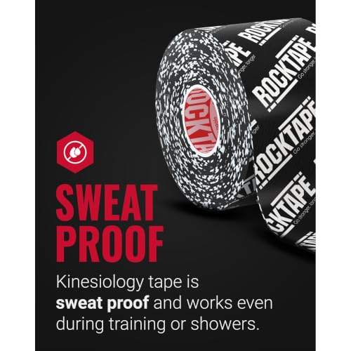 RockTape Extra Sticky Kinesiology Tape - Athletic Tape for Muscle Pain Relief, Injury Recovery - Microscopic Skin Lifting & Decompression - Sweat & Water Resistant - color: Beige, style: EXTRA STICKY