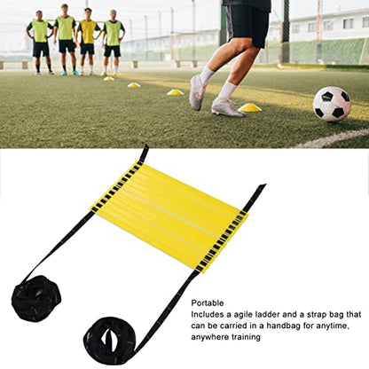 Agile Ladder Football Step Training Rope Ladder, Speed Ladder for Agility Drills, 6m 12 Rungs with Adjustable Width and Carry Bag for Soccer Basketball Volleyball