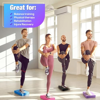 Hanaive 2/4/6 Pcs Balance Pad Foam Pad 11.81 x 7.87 x 1.97 Inch Yoga Mat Non Slip Cushion Exercise Knee Mat for Fitness Stability Stretching, Pilates, Physical Therapy, Core Trainer