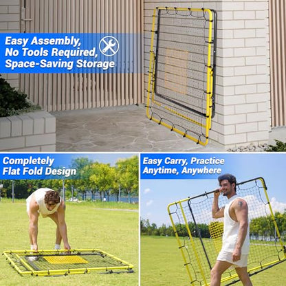 Heavy Duty Baseball Rebounder Net Fielding Trainer Pro Softball Pitch Back Bounce Pitchback for Ground, Line Drive, Fly Ball Return Settings - size: 4 x 4.5 ft