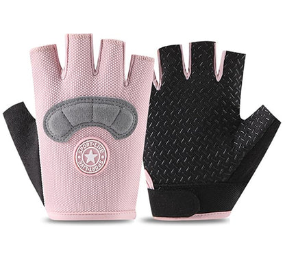 Kids-Fingerless-Cycling-Gloves Non-Slip Exercise Gloves for Youth Girls - color: Circle Pink, size: Large