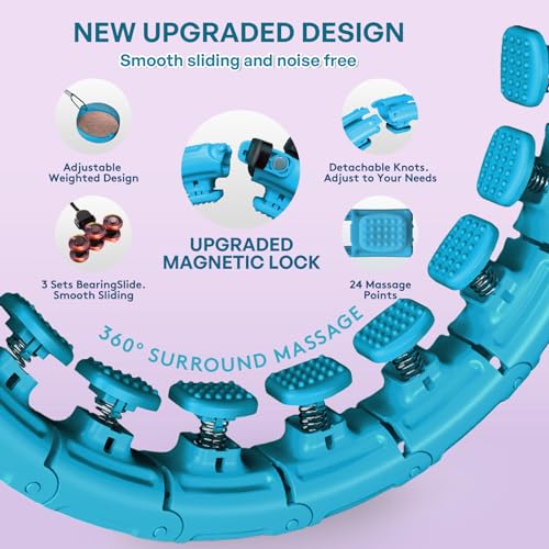 30/24/12 Knots, Upgraded Magnetic Lock Weighted Hula Hoop for Kids Adults Weight Loss, Infinity Hoop Plus Size, Home Indoor Outdoor, Fitness Exercise, Abdominal Toner