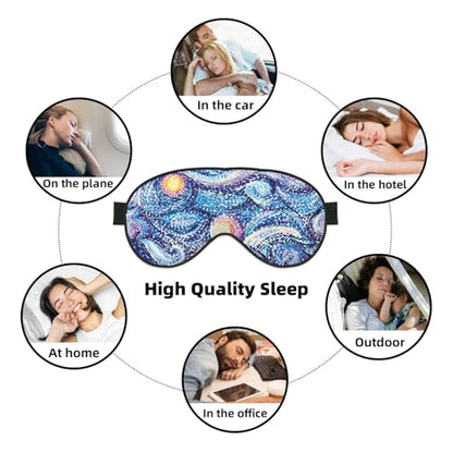 Abstract Blue Night Sky Sleep Mask Eye Mask with Adjustable Strap Eye Sleep Shade Cover Blocks Light for Women Men Airplane Travel Nap - color: Abstract Blue Night Sky